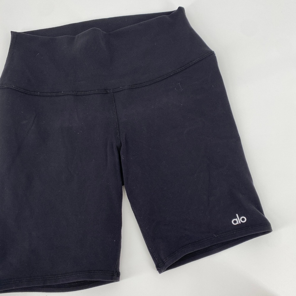 Alo Biker Shorts Women Medium Black High Waisted Yoga Workout